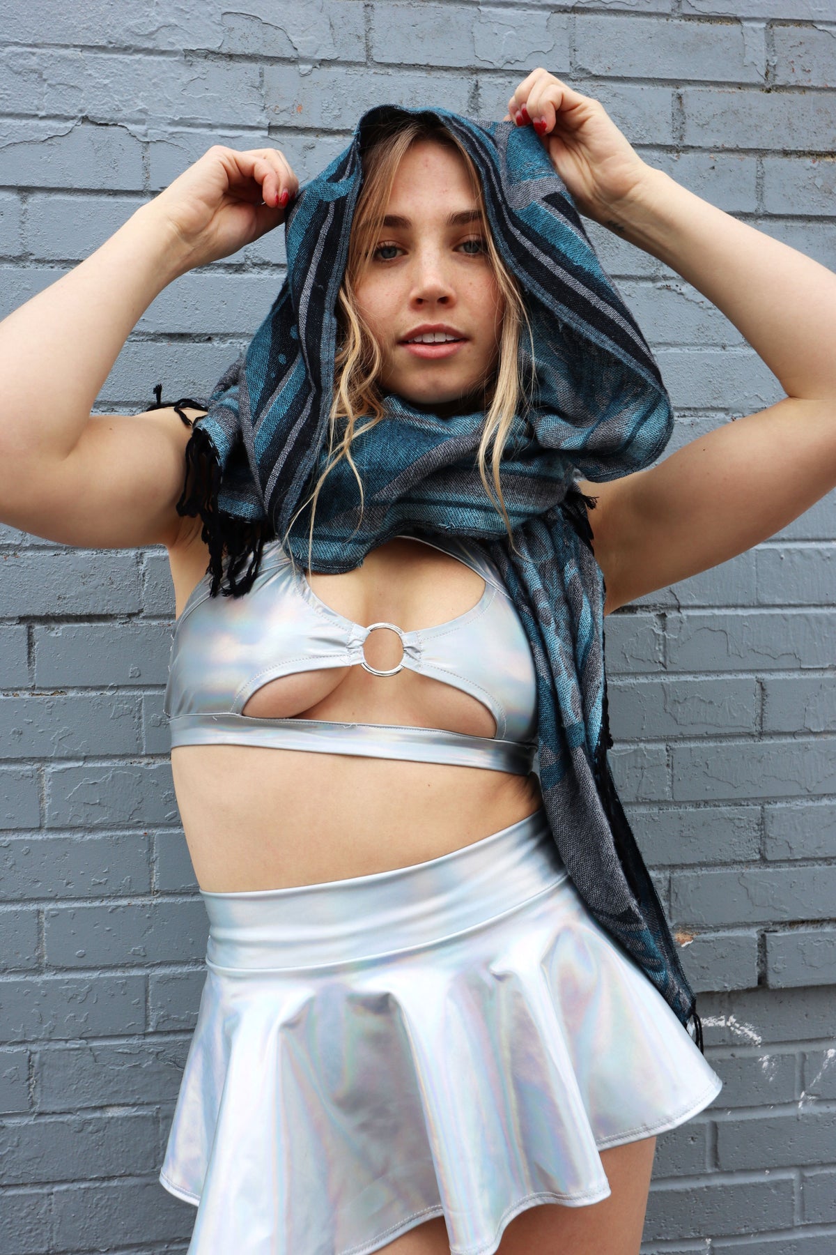 Trippy Mushroom Pashmina Shawl, Reversible
