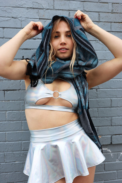 Trippy Mushroom Pashmina Shawl, Reversible
