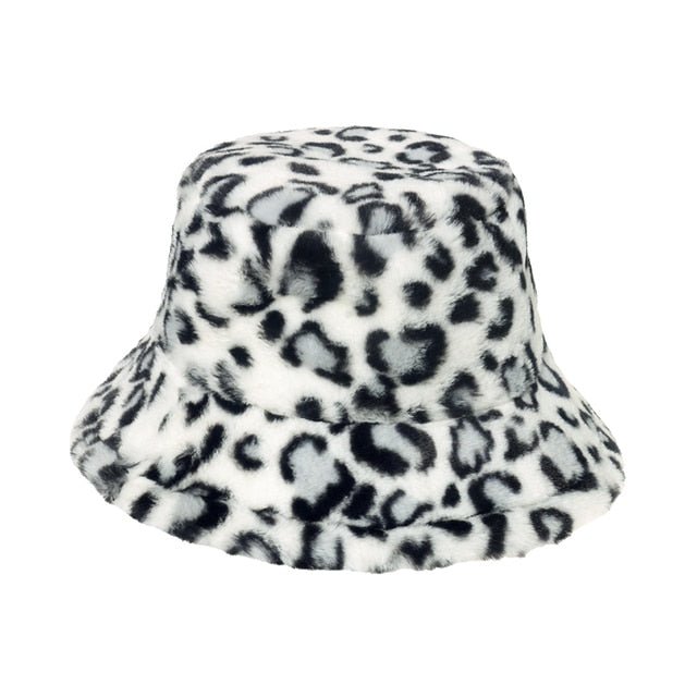 Fuzzy Bucket Hat for Women Furry Fur Bucket Hat Winter Festivals Warm Plush Fluffy Sherpa Hat - Rave Wearhouse