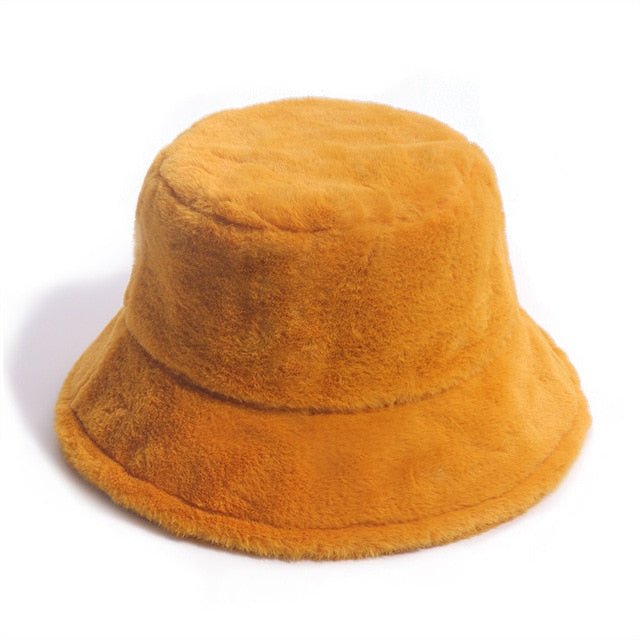 Fuzzy Bucket Hat for Women Furry Fur Bucket Hat Winter Festivals Warm Plush Fluffy Sherpa Hat - Rave Wearhouse