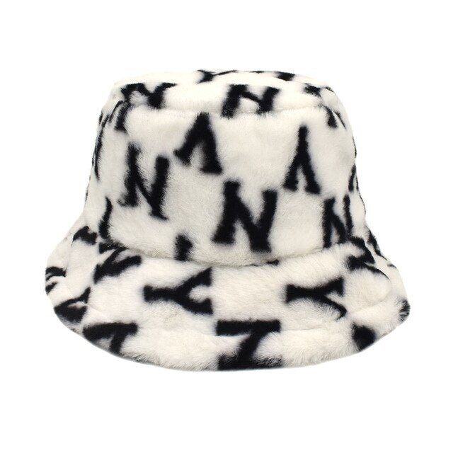 Fuzzy Bucket Hat for Women Furry Fur Bucket Hat Winter Festivals Warm Plush Fluffy Sherpa Hat - Rave Wearhouse