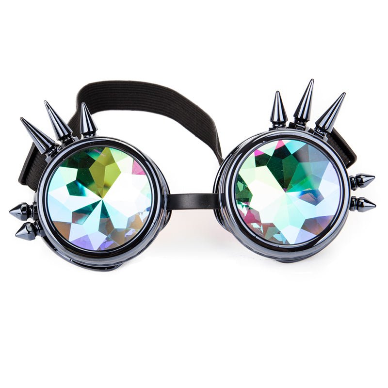 Kaleidoscope Rave Rainbow Crystal Lenses Steampunk Goggles - Rave Wearhouse