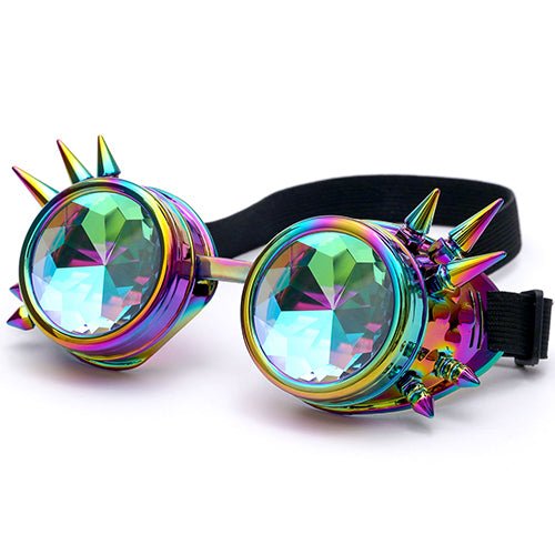 Kaleidoscope Rave Rainbow Crystal Lenses Steampunk Goggles - Rave Wearhouse