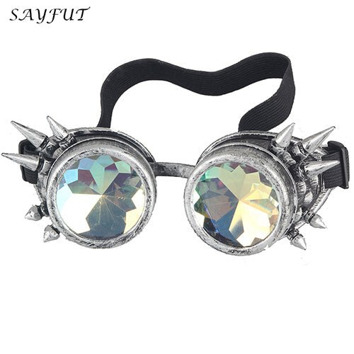 Kaleidoscope Rave Rainbow Crystal Lenses Steampunk Goggles - Rave Wearhouse