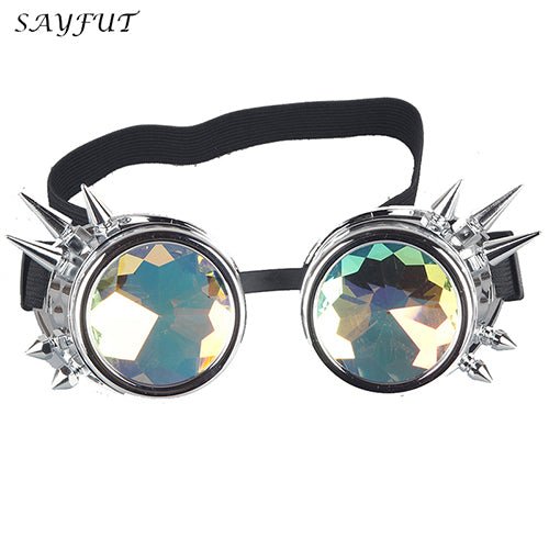 Kaleidoscope Rave Rainbow Crystal Lenses Steampunk Goggles - Rave Wearhouse