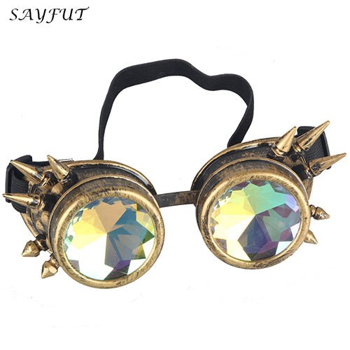 Kaleidoscope Rave Rainbow Crystal Lenses Steampunk Goggles - Rave Wearhouse