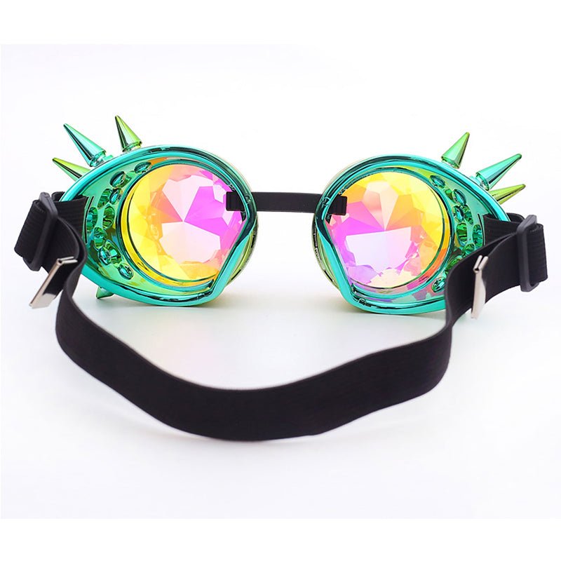 Kaleidoscope Rave Rainbow Crystal Lenses Steampunk Goggles - Rave Wearhouse