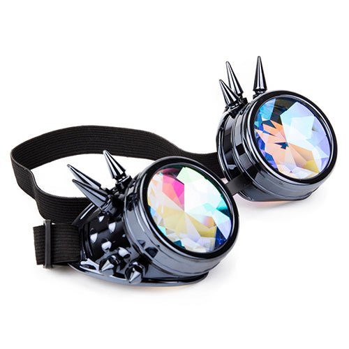 Kaleidoscope Rave Rainbow Crystal Lenses Steampunk Goggles - Rave Wearhouse