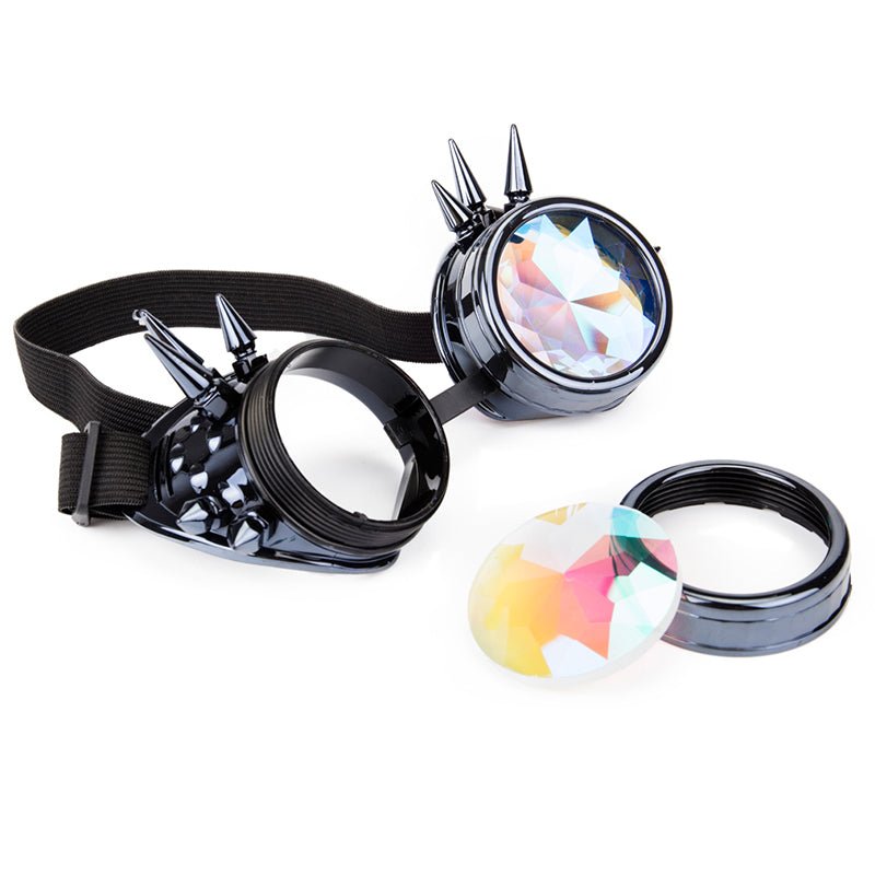 Kaleidoscope Rave Rainbow Crystal Lenses Steampunk Goggles - Rave Wearhouse