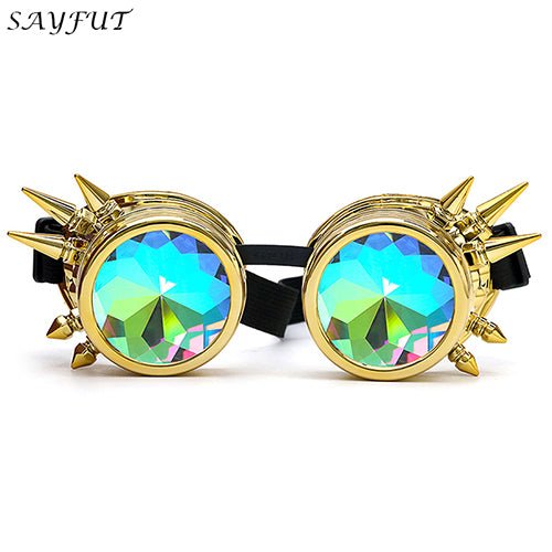 Kaleidoscope Rave Rainbow Crystal Lenses Steampunk Goggles - Rave Wearhouse