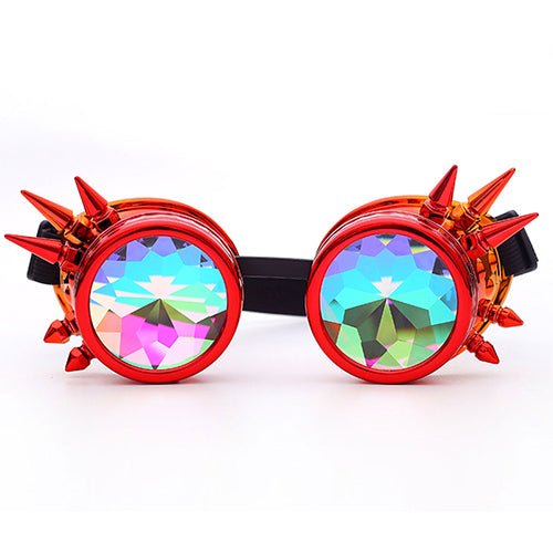 Kaleidoscope Rave Rainbow Crystal Lenses Steampunk Goggles - Rave Wearhouse