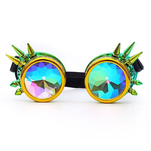 Kaleidoscope Rave Rainbow Crystal Lenses Steampunk Goggles - Rave Wearhouse