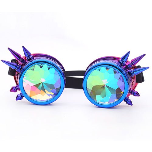 Kaleidoscope Rave Rainbow Crystal Lenses Steampunk Goggles - Rave Wearhouse