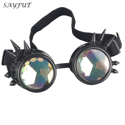 Kaleidoscope Rave Rainbow Crystal Lenses Steampunk Goggles - Rave Wearhouse