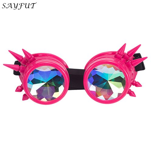 Kaleidoscope Rave Rainbow Crystal Lenses Steampunk Goggles - Rave Wearhouse